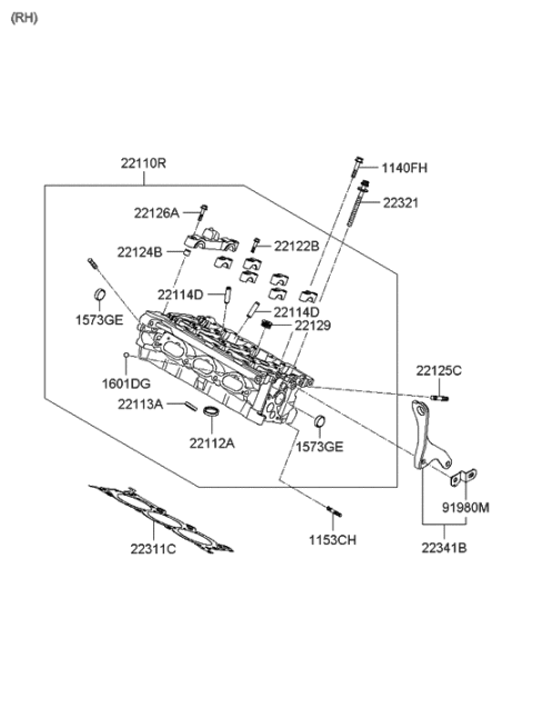 2006 Hyundai Azera Produced Before OCT.30.2006 Cylinder Head & Cover Diagram 2