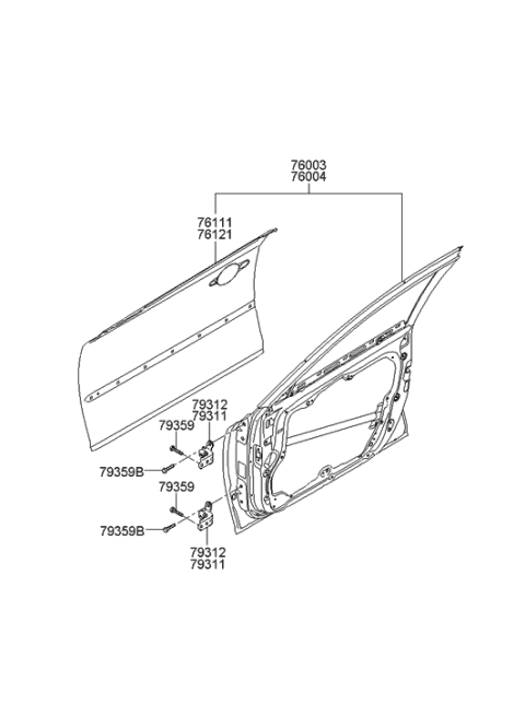 2006 Hyundai Azera Produced Before OCT.30.2006 Panel-Front Door Diagram