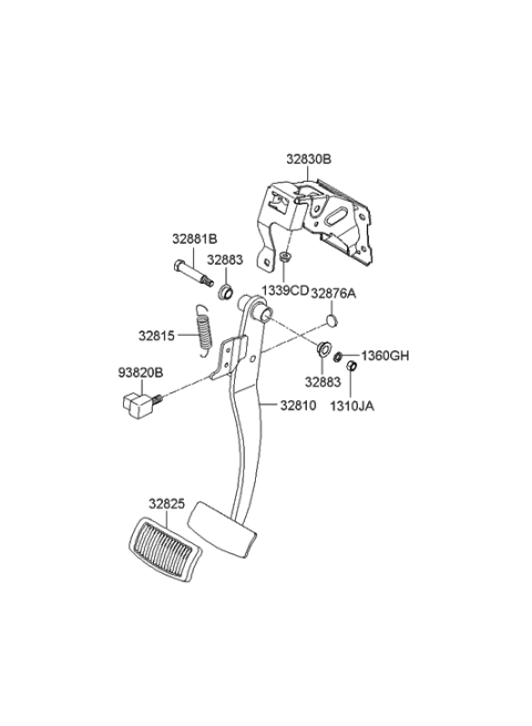 2006 Hyundai Azera Produced Before OCT.30.2006 Brake & Clutch Pedal Diagram 1