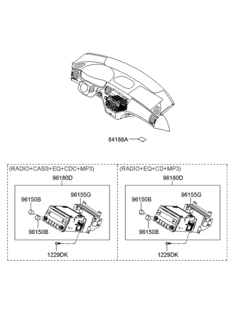 2005 Hyundai Azera Radio-AM/FM MP3 Cd-Changer-AZE Diagram for 00283-M6001-A9FLT