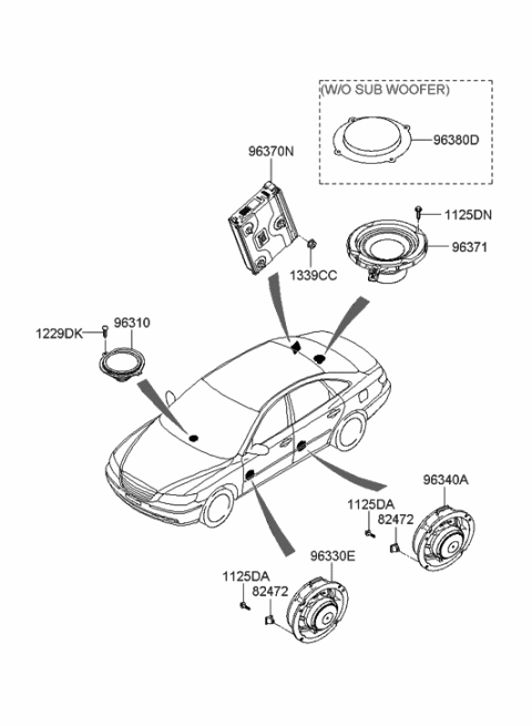 2006 Hyundai Azera Produced Before OCT.30.2006 Speaker Diagram