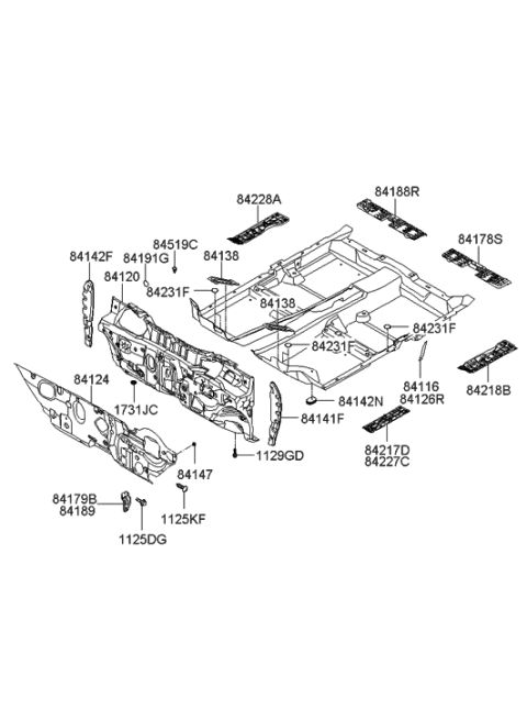 1994 Hyundai Sonata Pad Assembly-Isolation Dash Panel Diagram for 84120-3L000