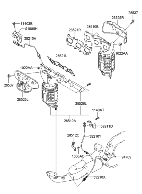2006 Hyundai Azera Produced Before OCT.30.2006 Exhaust Manifold Diagram