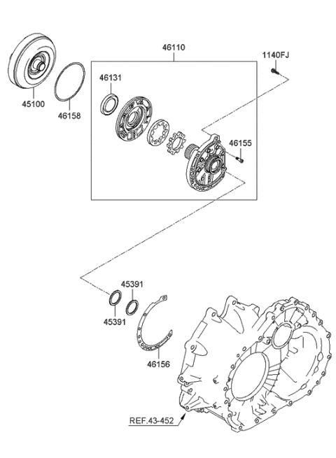 1993 Hyundai Sonata Converter Assembly-Torque Diagram for 45100-3A510