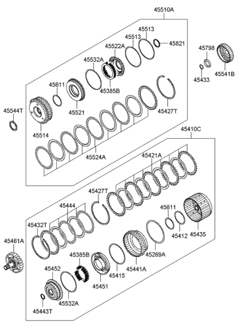 2006 Hyundai Azera Produced Before OCT.30.2006 Transaxle Clutch - Auto Diagram 1
