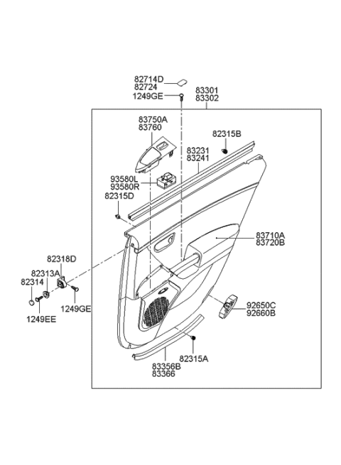 2006 Hyundai Azera Produced Before OCT.30.2006 Rear Door Trim Diagram