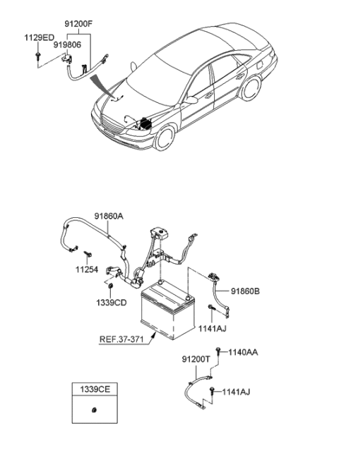 2006 Hyundai Azera Produced Before OCT.30.2006 Battery Wiring Diagram