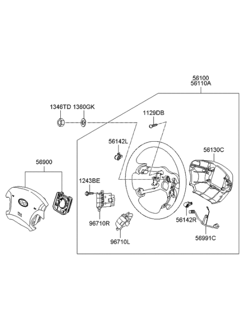 2005 Hyundai Azera Steering Wheel Assembly Diagram for 56110-3L900-B9