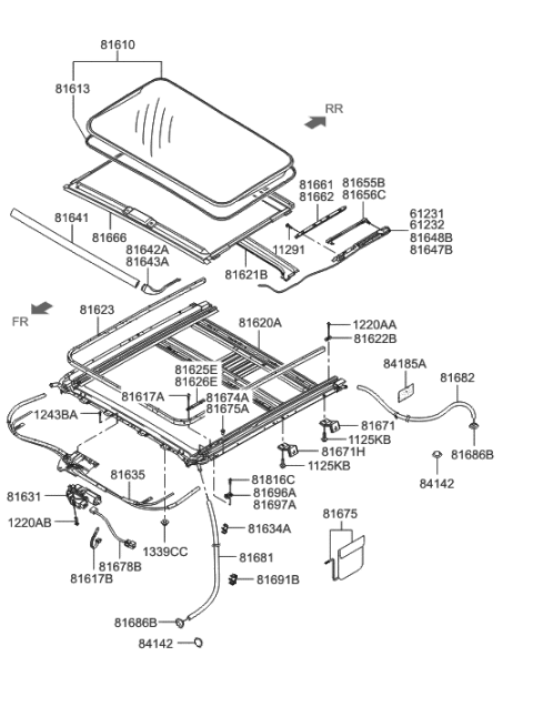 2005 Hyundai Azera Cover-Sunroof Decoration,LH Diagram for 81661-3L000