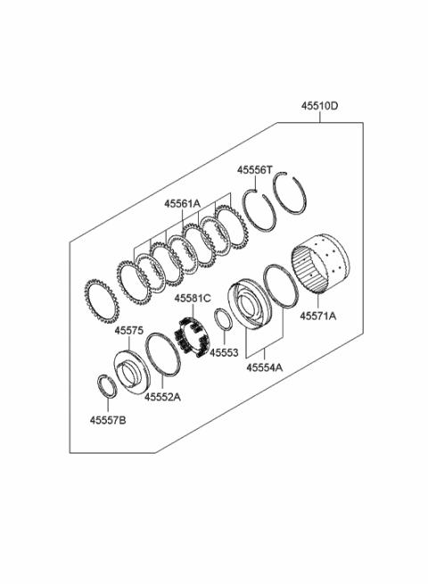 2006 Hyundai Azera Produced Before OCT.30.2006 Transaxle Clutch - Auto Diagram 2