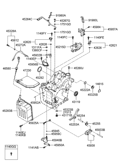 2006 Hyundai Azera Produced Before OCT.30.2006 Auto Transmission Case Diagram 2