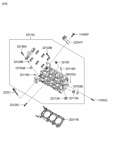 2006 Hyundai Azera Produced Before OCT.30.2006 Cylinder Head & Cover Diagram 1