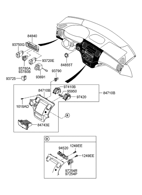 1994 Hyundai Sonata Rheostat Assembly-Illumination Control Diagram for 93720-3L300-3G
