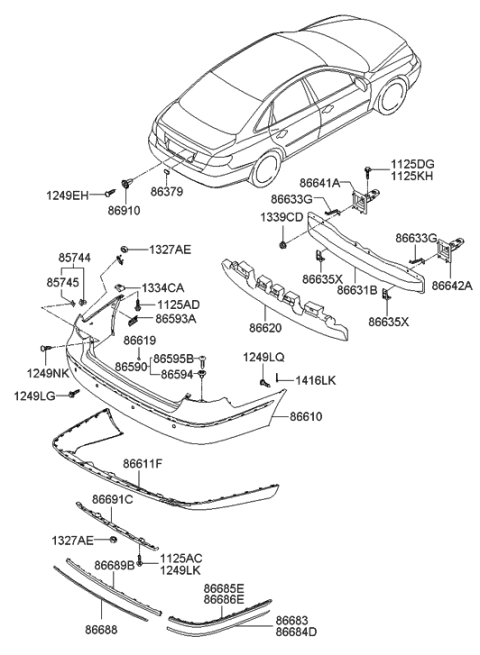 2006 Hyundai Azera Produced Before OCT.30.2006 Rear Bumper Diagram