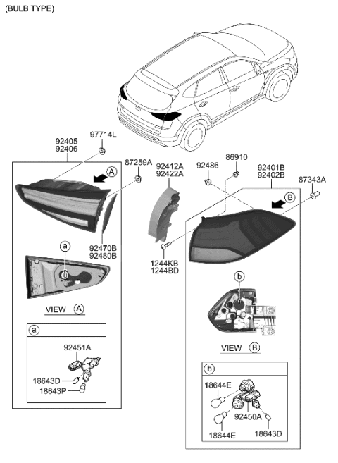 2015 Hyundai Santa Fe Sport Lamp Assembly-Rear Comb Inside,RH Diagram for 92404-D3500