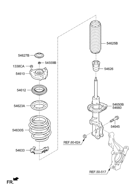 2020 Hyundai Tucson Strut Assembly, Front, Right Diagram for 54661-D3700