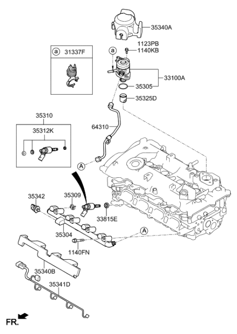 2021 Hyundai Tucson Throttle Body & Injector Diagram 1