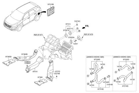 2019 Hyundai Tucson Heater System-Duct & Hose Diagram