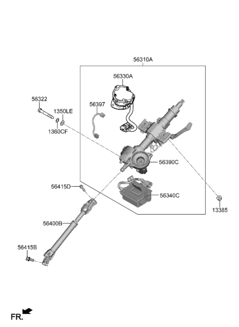 2020 Hyundai Tucson Column & Housing Assembly Diagram for 56390-D3210