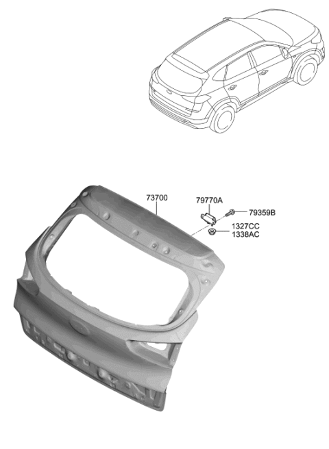 2020 Hyundai Tucson Panel Assembly-Tail Gate Diagram for 73700-D3540