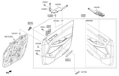 2021 Hyundai Tucson Power Window Assist Switch Assembly Diagram for 93575-D3010-4XX