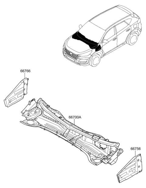 2020 Hyundai Tucson Panel Assembly-Cowl Complete Diagram for 66700-D3500