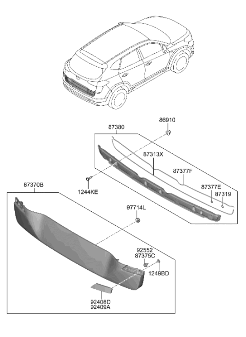 2019 Hyundai Tucson Lamp Assembly-Rear R/REFL,RH Diagram for 92406-D3510