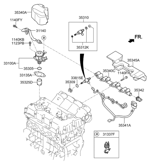 2019 Hyundai Tucson Throttle Body & Injector Diagram 2
