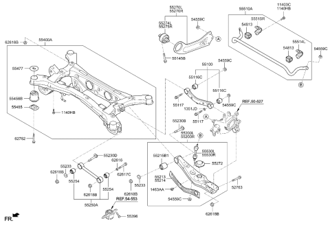 2019 Hyundai Tucson CROSSMEMBER COMPL-RR Diagram for 55405-D3550