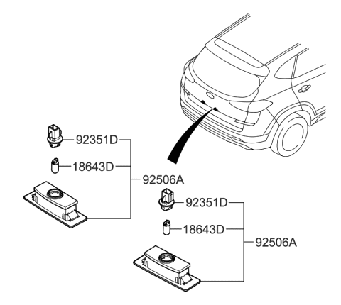 2021 Hyundai Tucson Lamp Assembly-License Plate Diagram for 92500-D9000