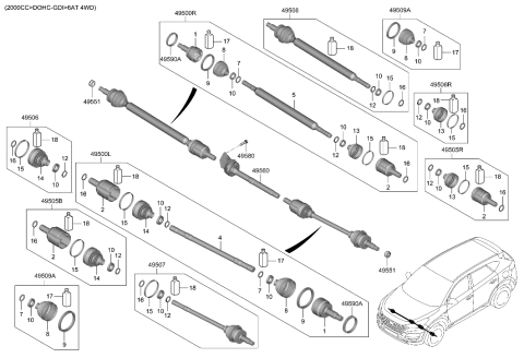 2020 Hyundai Tucson Drive Shaft (Front) Diagram 2