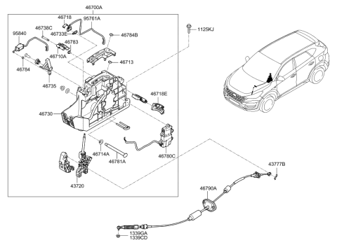 2020 Hyundai Tucson Shift Lever Control (ATM) Diagram