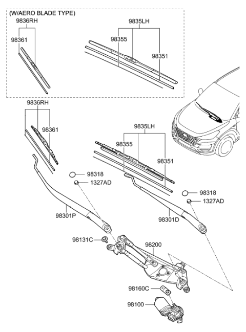 2020 Hyundai Tucson Windshield Wiper Diagram