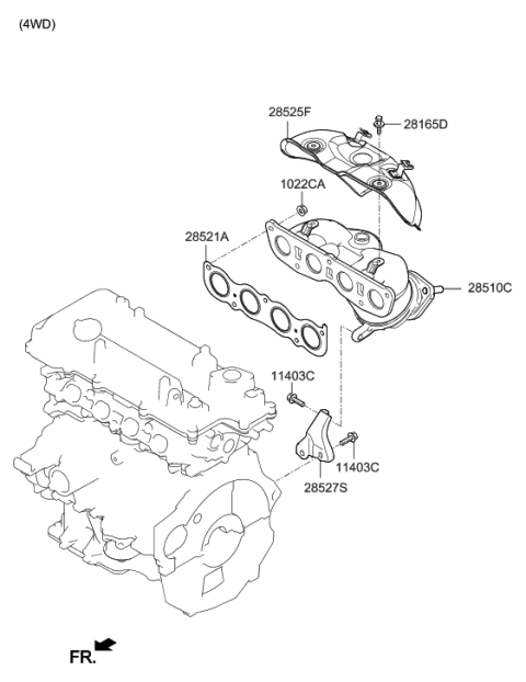 2021 Hyundai Tucson Exhaust Manifold Catalytic Assembly Diagram for 28510-2EMP0