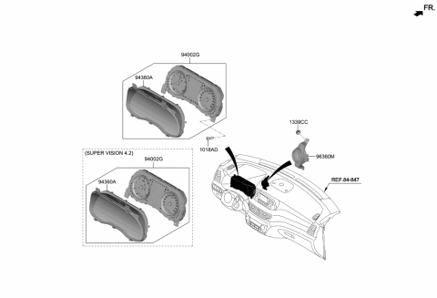 2020 Hyundai Tucson Glass & Bezel Assembly-Cluster Diagram for 94360-D3200