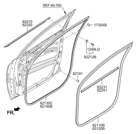 2020 Hyundai Tucson Front Door Moulding Diagram