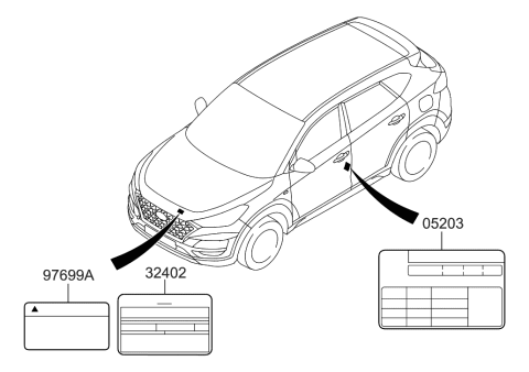 2020 Hyundai Tucson Label-Tire Pressure Diagram for 05203-D3430
