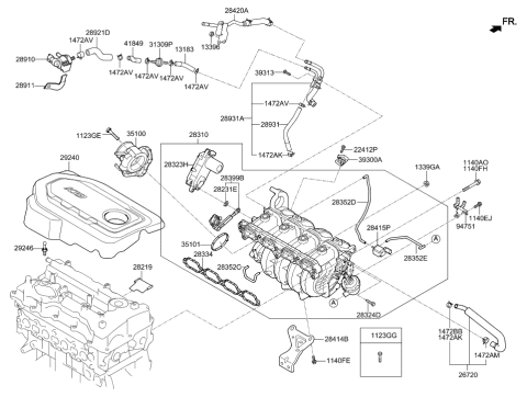 2019 Hyundai Tucson Hose Assembly-Vacuum Diagram for 28328-2E709