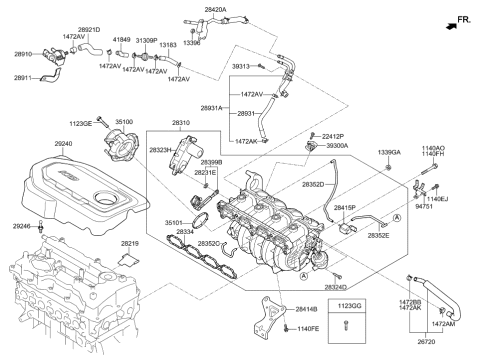 2015 Hyundai Santa Fe Sport Manifold Assembly-Intake Diagram for 28310-2E704