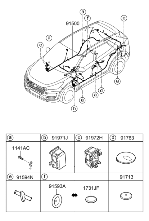 2019 Hyundai Tucson Wiring Assembly-Floor Diagram for 91390-D3030