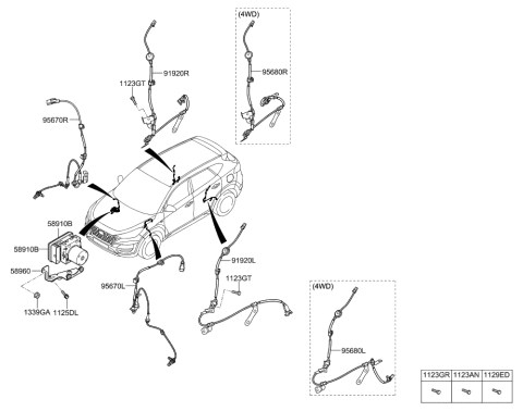 2021 Hyundai Tucson Brake Hydraulic Unit Assembly Diagram for 58920-D3510