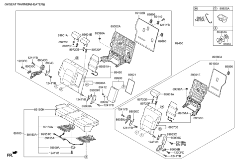 2020 Hyundai Tucson Rear Seat Back Armrest Assembly Diagram for 89900-D3010-RTH