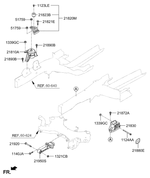 2021 Hyundai Tucson Engine & Transaxle Mounting Diagram 1