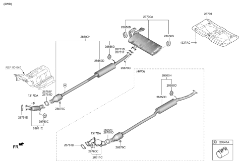 2019 Hyundai Tucson Muffler & Exhaust Pipe Diagram 2