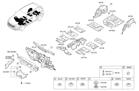 2020 Hyundai Tucson Pad-ANTI/VIB RR FLR RR Side,LH Diagram for 84157-D3000