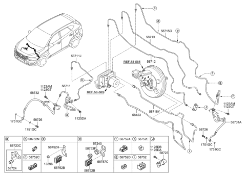 2020 Hyundai Tucson Clip-Brake Fluid Line Diagram for 58752-D3230