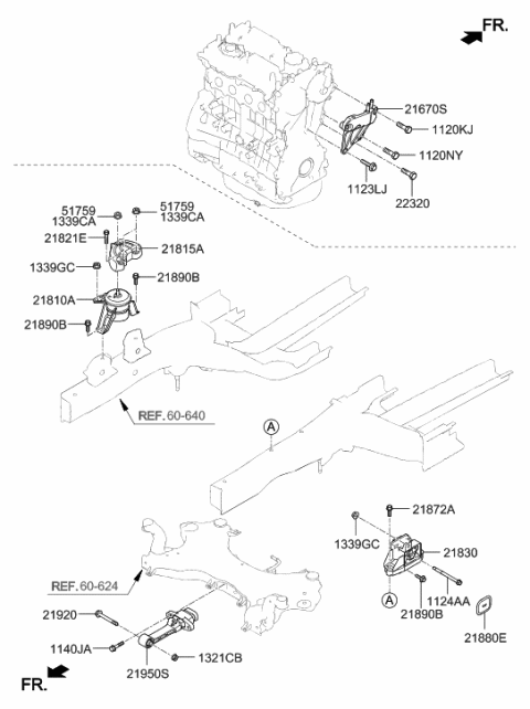 2021 Hyundai Tucson Engine & Transaxle Mounting Diagram 2