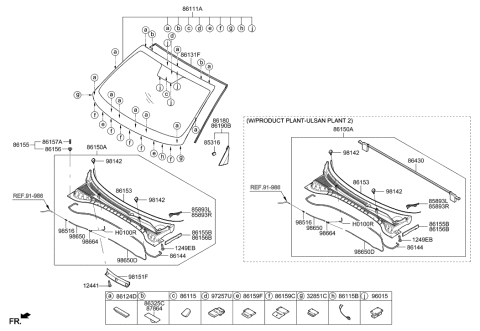 2019 Hyundai Tucson STOPPER-Glass Diagram for 86115-M6000