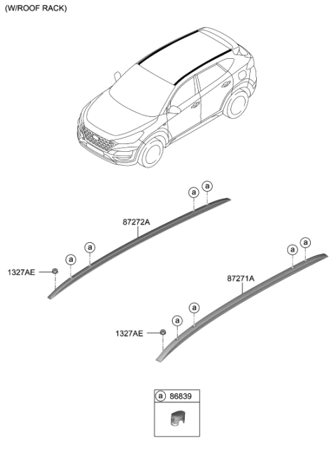 2020 Hyundai Tucson Rack Assembly-Roof,LH Diagram for 87270-D3700