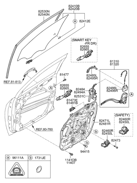 2019 Hyundai Tucson Run Assembly-Front Door Window Glass RH Diagram for 82540-D3000